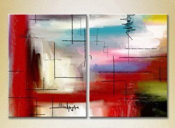 Diptic Abstracție roșu alb_05