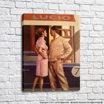 Tip și fată pe un fundal albastru de mașină, Peregrine Heathcote