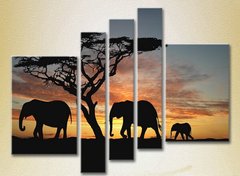 Полиптих Слоны, закат в Африке_02