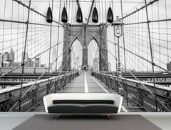 Fototapet Podul Brooklyn, alb-negru