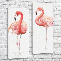 Розовые фламинго на светлом фоне, масло холст