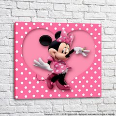 Minnie Mouse pe un fundal roz într-o inimă