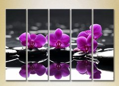 Полиптих Фиолетовые орхидеи на камнях_03