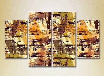 Poliptic Abstracție galben maro_05