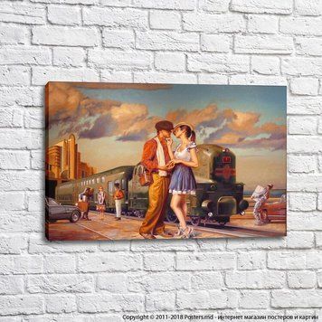 Cuplu &icirc;ndrăgostit de un tren &icirc;n fundal, Peregrine Heathcote