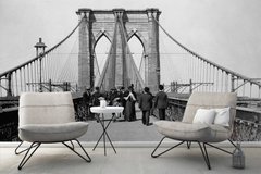 Бруклинский мост в черно белом стиле, ретро