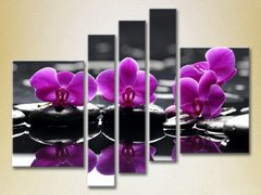 Полиптих Фиолетовые орхидеи на камнях_01