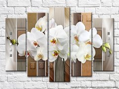 Белые орхидеи на серо коричневых фонах