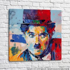 Charlie Chaplin într-o pălărie, acrilic