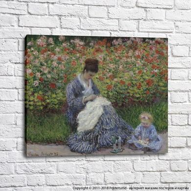 Camille Monet cu un copil în grădina artistului din Argenteuil, 1875.