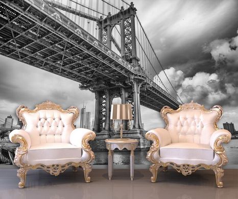Бруклинский мост в черно белом стиле, вид снизу