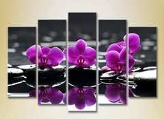 Полиптих Фиолетовые орхидеи на камнях_02