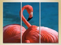 Триптих Розовые фламинго