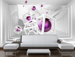 Sfere violete în spațiu geometric alb