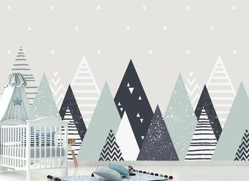 Абстрактные горные вершины на фоне звездного неба