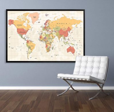 Карта мира на английском, беж