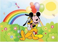 Fototapet Mickey și Pluto în poiană