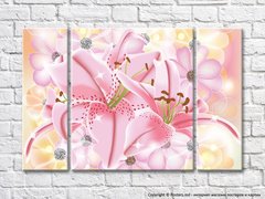 Розовые лилии на абстрактном фоне с цветами