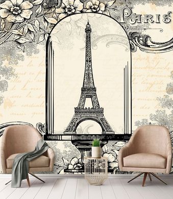 Turnul Eiffel și flori pe fundal vintage