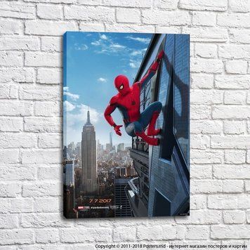 Spider-Man pe un zg&acirc;rie-nori pe fundalul orașului