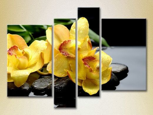 Полиптих Желтые орхидеи на камнях