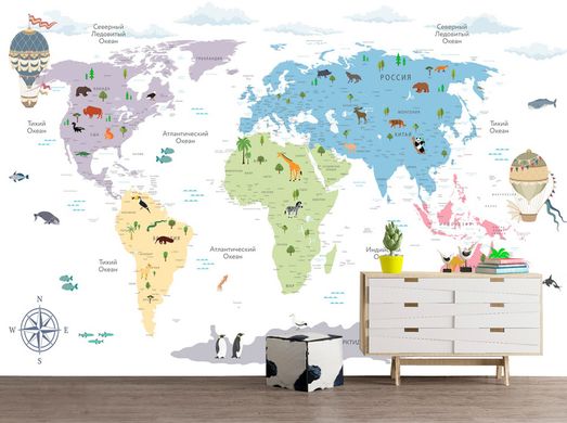 Harta lumii pentru copii multicolore pe un fundal alb
