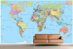 Harta politica a lumii cu meridiane