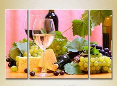 Триптих Натюрморт вино и виноград
