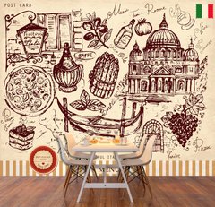 Коллаж с итальянскими продуктами и достопримечательностями