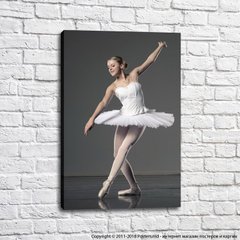 Балерина в белой пачке на сером фоне, балет