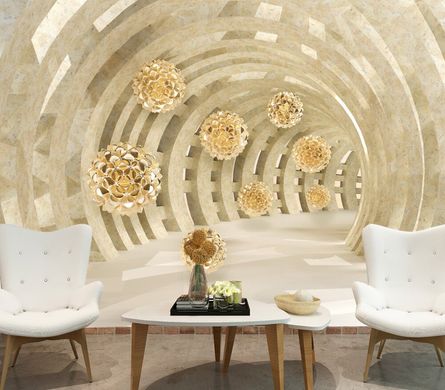 Tunel bej și sfere cu model auriu