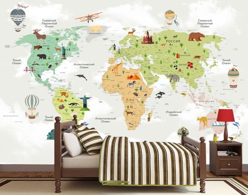 Harta lumii pentru copii multicolore pe un fundal deschis