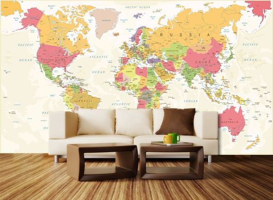 Harta politica a lumii pe un fundal bej