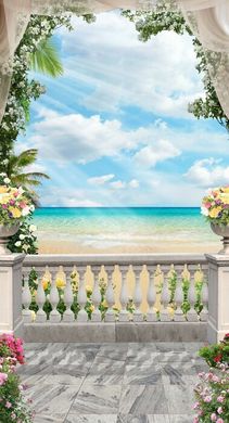 Фреска арка и вид на пляж, море