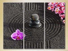 Triptic Orhidee și pietre de masaj