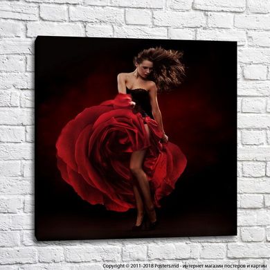 Девушка в красном платье ввиде розы, фламенко