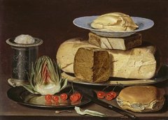 Still Life with Cheeses, Artichoke, and Cherries