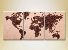 Triptic Boabe de cafea. Harta lumii