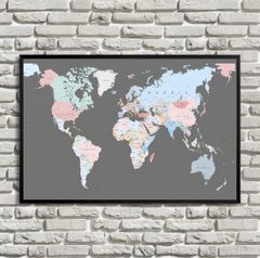 Политическая карта мира, на сером фоне
