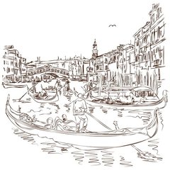Fototapet Veneția, desenul Grand Canal
