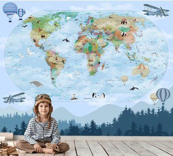 Карта мира политическая, цветная, румынский