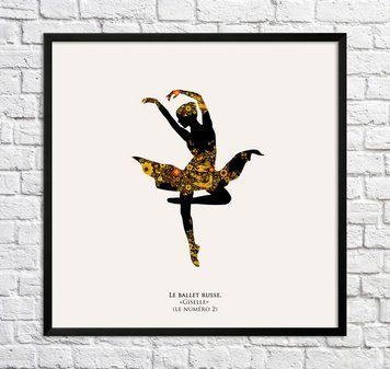 Balerină. Imprimeu floral pe negru