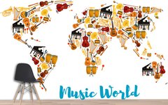 Абстрактная карта мира из различных музыкальных инструментов