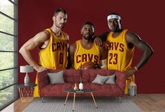 Три баскетболиста на красном фоне, спорт