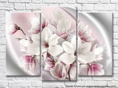 Magnolii mari pe mătase roz