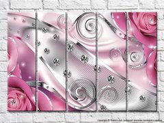 Розовая абстракция с розами и бриллиантами