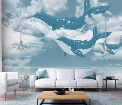 Три кита парящих в облаках