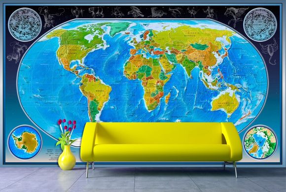 Harta politica a lumii cu semne zodiacale
