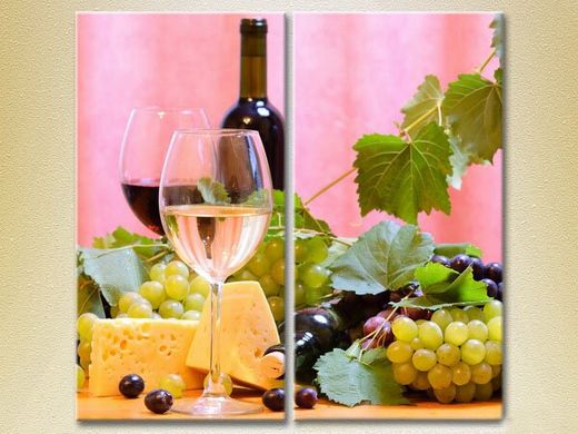 Диптих Натюрморт вино и виноград