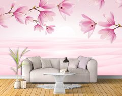 Ramuri de magnolie roz pe un fundal abstract